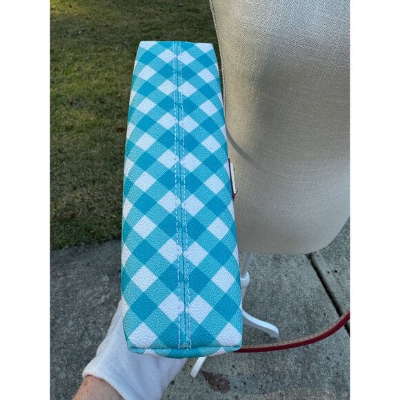 Dooney & Bourke Aqua Gingham and Vachetta Pouchette Crossbody Bag NWT *READ* - Picture 4 of 16